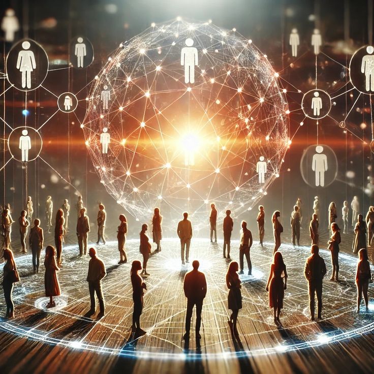 vernetzte Erdkugel mit Menschen